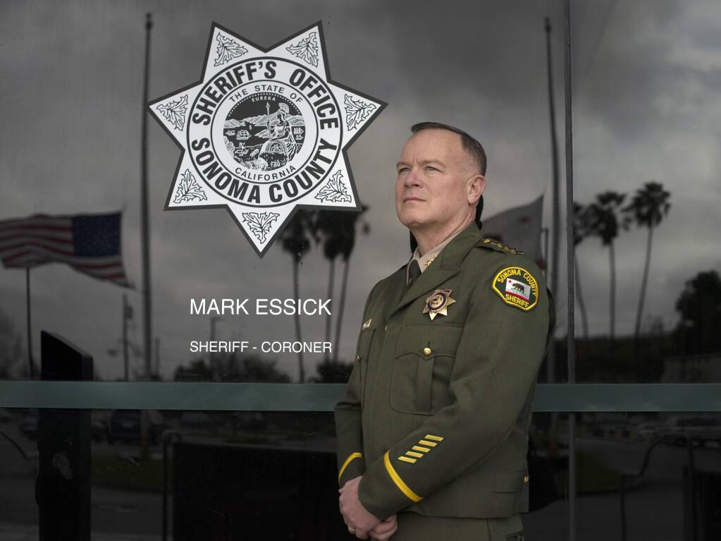 Sonoma County Sheriff Mark Essick photographed at the sheriff's office building in Santa Rosa in 2019. (Erik Castro/for The Press Democrat)
