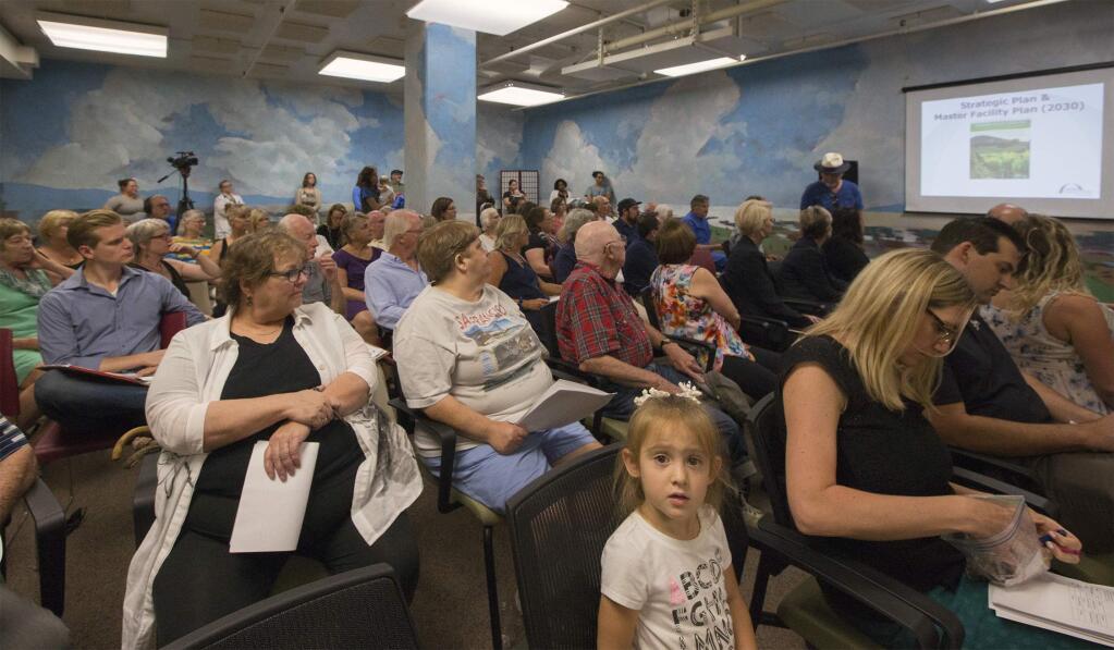A large crowd gathered and many spoke in favor of keeping the obstetrics unit open at the Sonoma Valley Hospital Board meeting on Wednesday, July 25.(Photo by Robbi Pengelly/Index-Tribune)