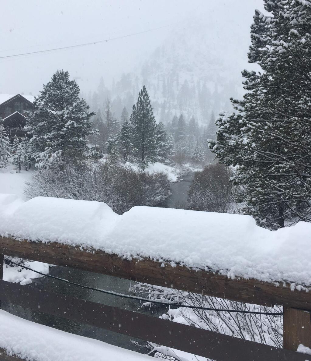 Snow at Squaw Valley on Monday, April 16, 2018. (COURTESY OF SQUAW VALLEY ALPINE MEADOWS)