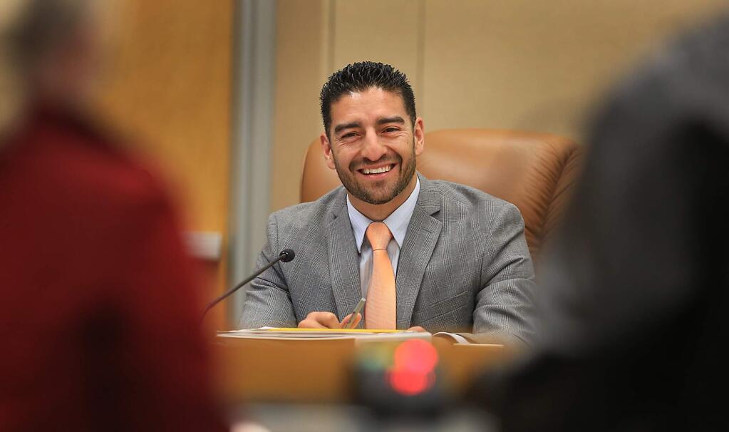 Then-Sonoma County 5th District Supervisor Chairman Efren Carrillo listens to public comment during a meeting in Santa Rosa on Tuesday, Dec. 6, 2016. (KENT PORTER/ PD FILE)