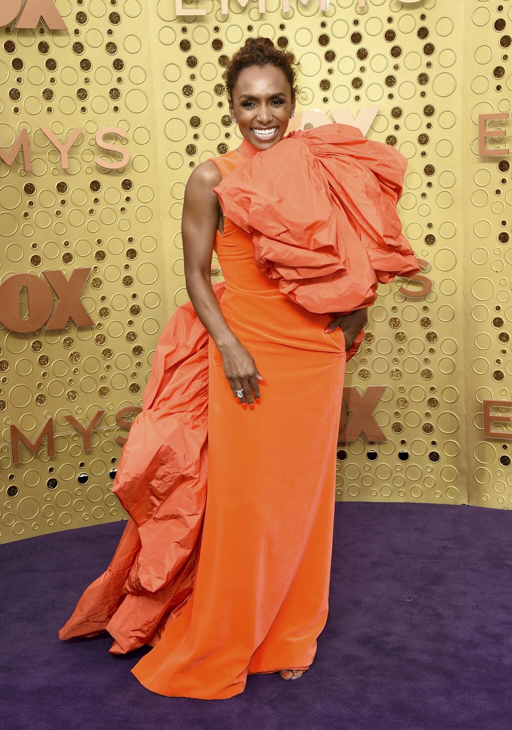 Janet Mock arrives at the 71st Primetime Emmy Awards on Sunday, Sept. 22, 2019, at the Microsoft Theater in Los Angeles. (Photo by Jordan Strauss/Invision/AP)