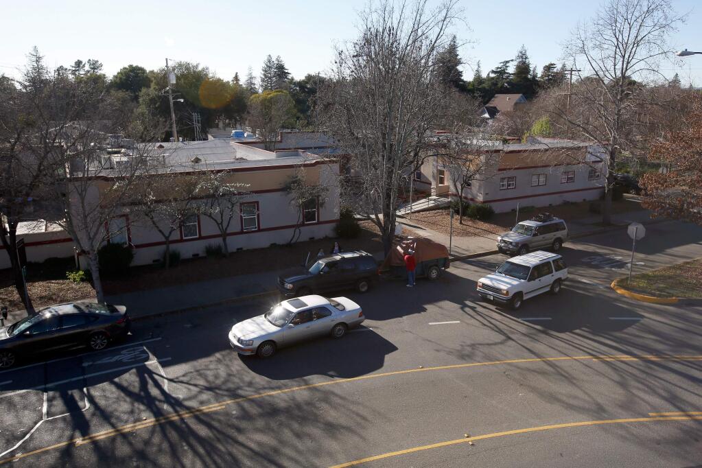 An exterior view of the Catholic Charities Family Support Center, which was formerly a hospital in the building's previous iteration, in Santa Rosa, California, on Thursday, February 15, 2018. (Alvin Jornada / The Press Democrat)