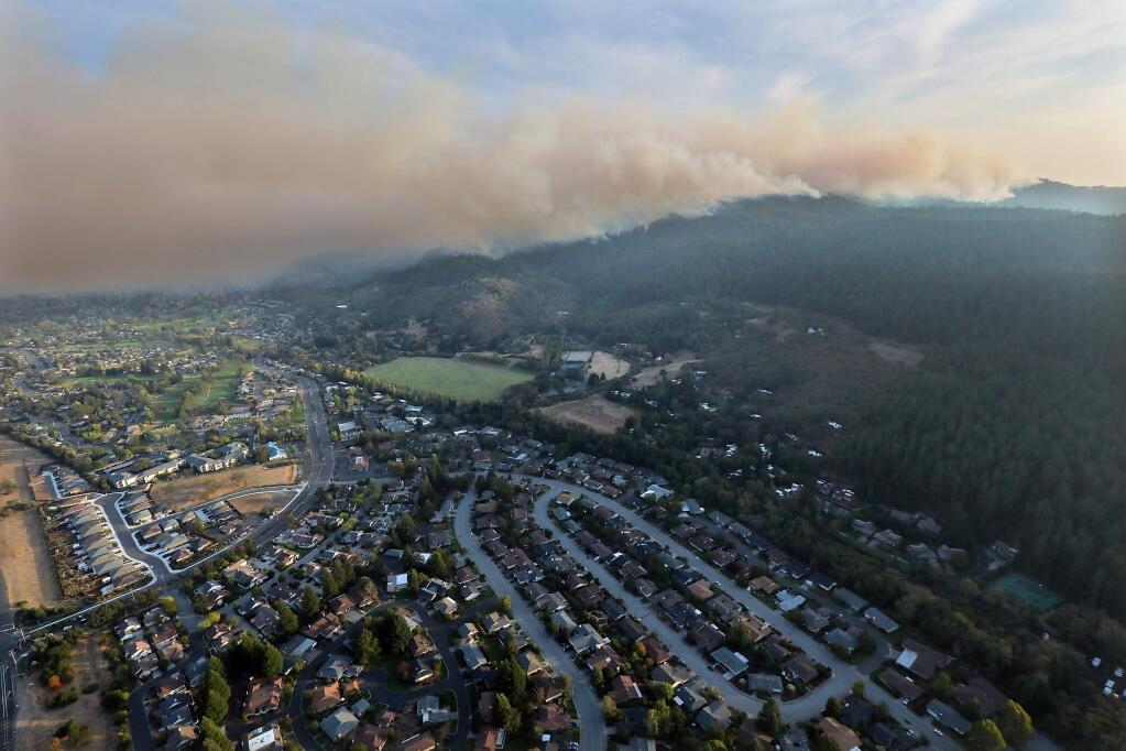 Fire races through Annadel State Park above the Oakmont near Santa Rosa, CA. (John Burgess/The Press Democrat)