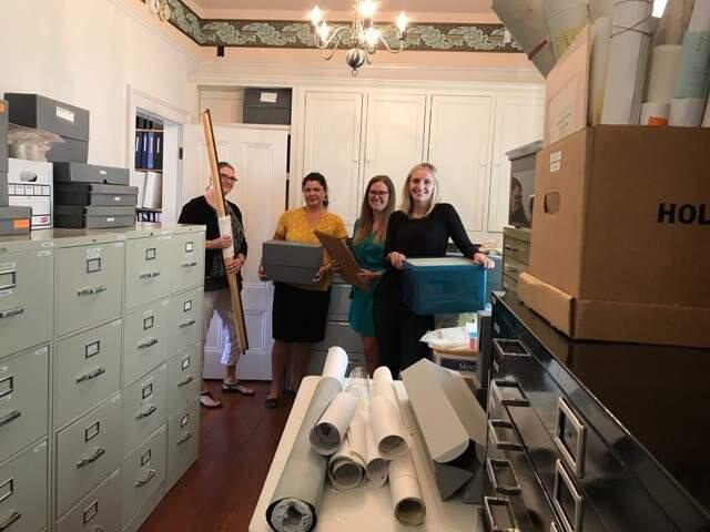 Almost filled floor to ceiling, the storage spaces at Marcy House are where the archivists of the Sonoma Valley Historical Society, led by Annie McCausland, second from right, spend long days. From left, Kate Todd, Kirsten Desperrier, McCausland and Autymn Condit.