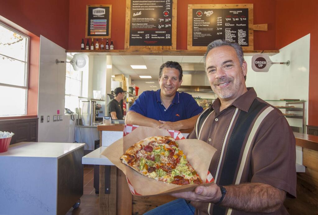 Vince Dito, food and beverage director at left, and Vince Albano, CEO of Mary's Pizza, are ready to entice Sonoma appetites with the Slice Shack. (Robbi Pengelly / Sonoma Index-Tribune, Sept. 22, 2016)