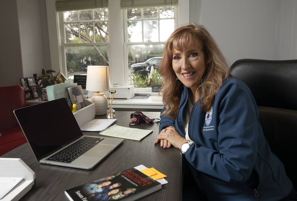 Retired paramedic Susan Farren started First Responders Resiliency Inc. in 2018 and now has a contract with Cal Fire to train thousands of state firefighters in methods to deal with the inevitable stress of fire season. Photo taken on  Thursday, January 21, 2021.  (Photo by John Burgess/The Press Democrat)