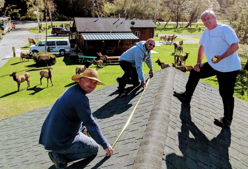 A team from Novato-based Apparent prepares to install solar panels on the roofs of Elk Meadow Cabins in Redwood National Park in 2019. (LinkedIn / Apparent)