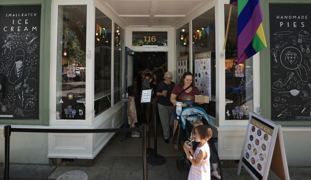 Noble Folk Ice Cream and Pie Bar remains a popular destination for those living near and visiting the Healdsburg Plaza, Friday, July 7, 2023. (Kent Porter / The Press Democrat file)