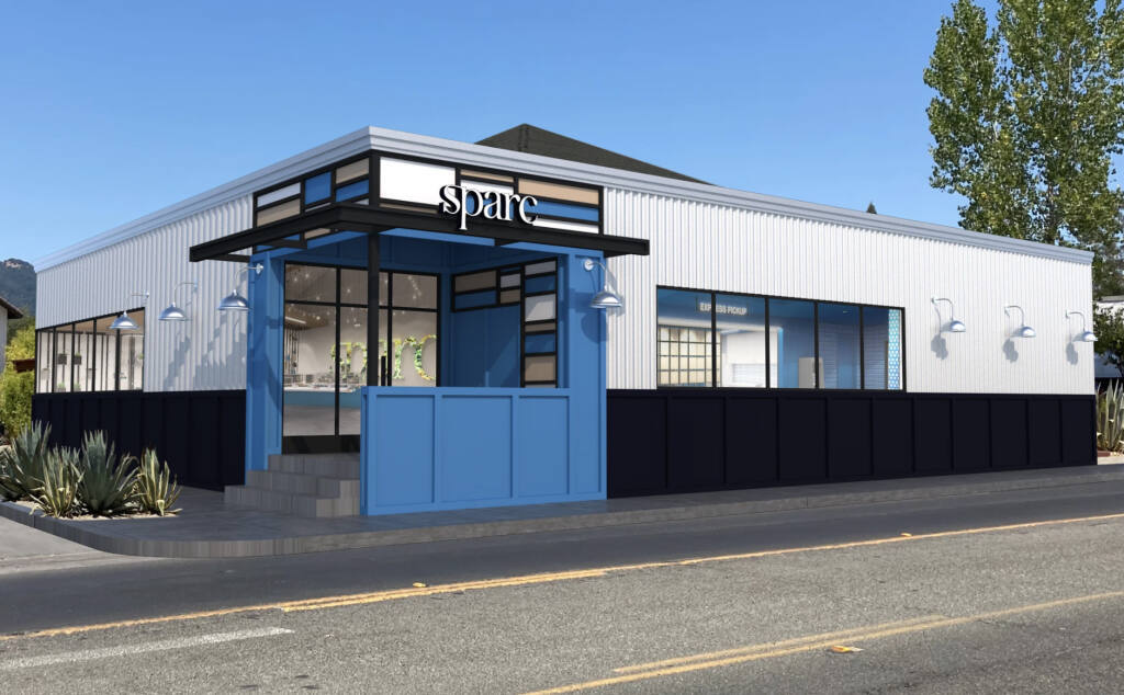Architect's rendering of the proposed Sparc cannabis dispensary at 19315 Sonoma Highway. One planning commissioner compared it to the look of a Best Buy.
