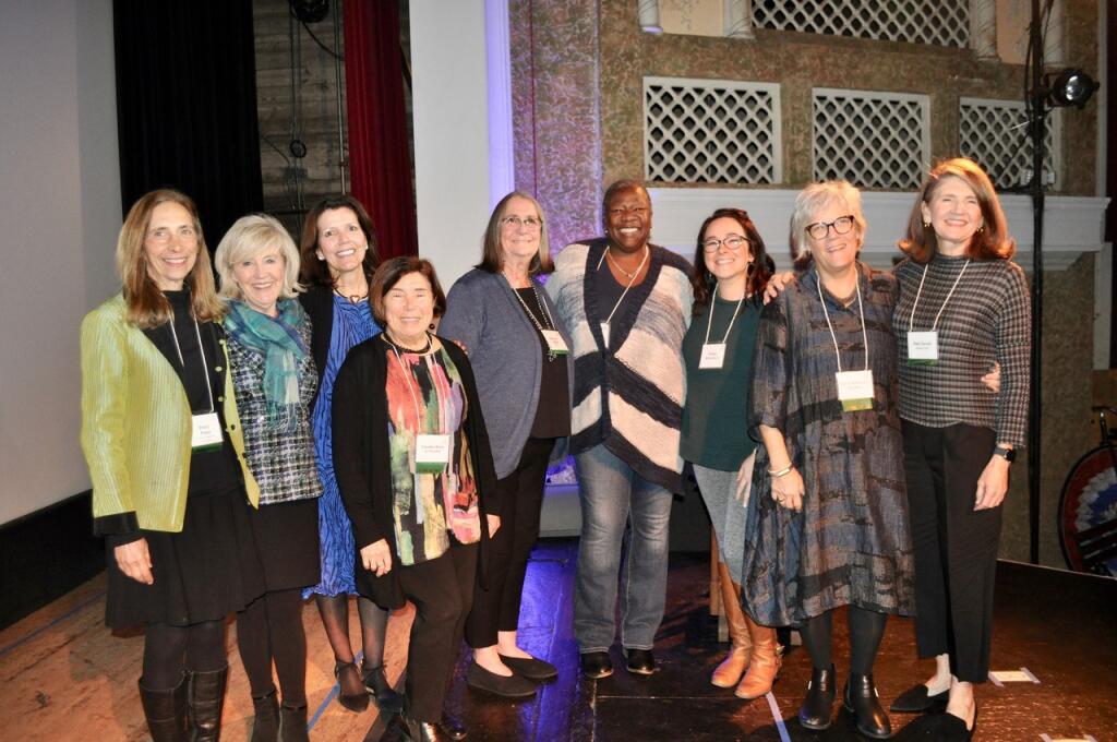 Impact100’s presenters pose during the group’s annual meeting on Saturday, Jan. 21 at the Sebastiani Theatre. The women’s collective announced it will award a record $337,400 in grants to local nonprofits this year. (Submitted Photo)