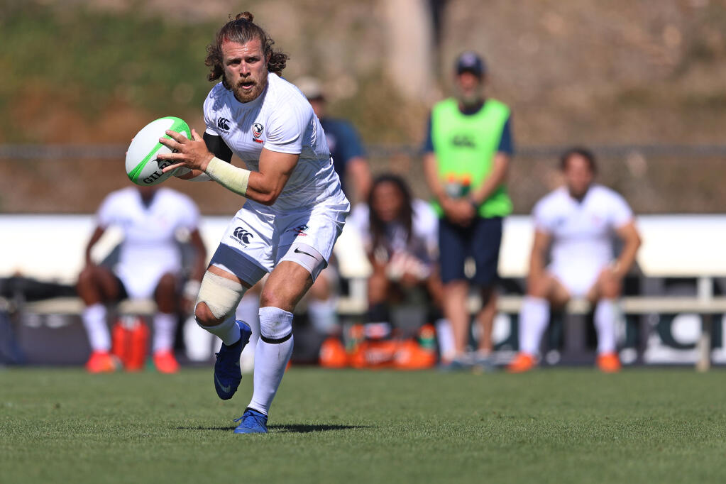 Santa Rosa’s Stephen Tomasin carries the ball in a Team USA game against Great Britain. (US Men's Rugby Team)