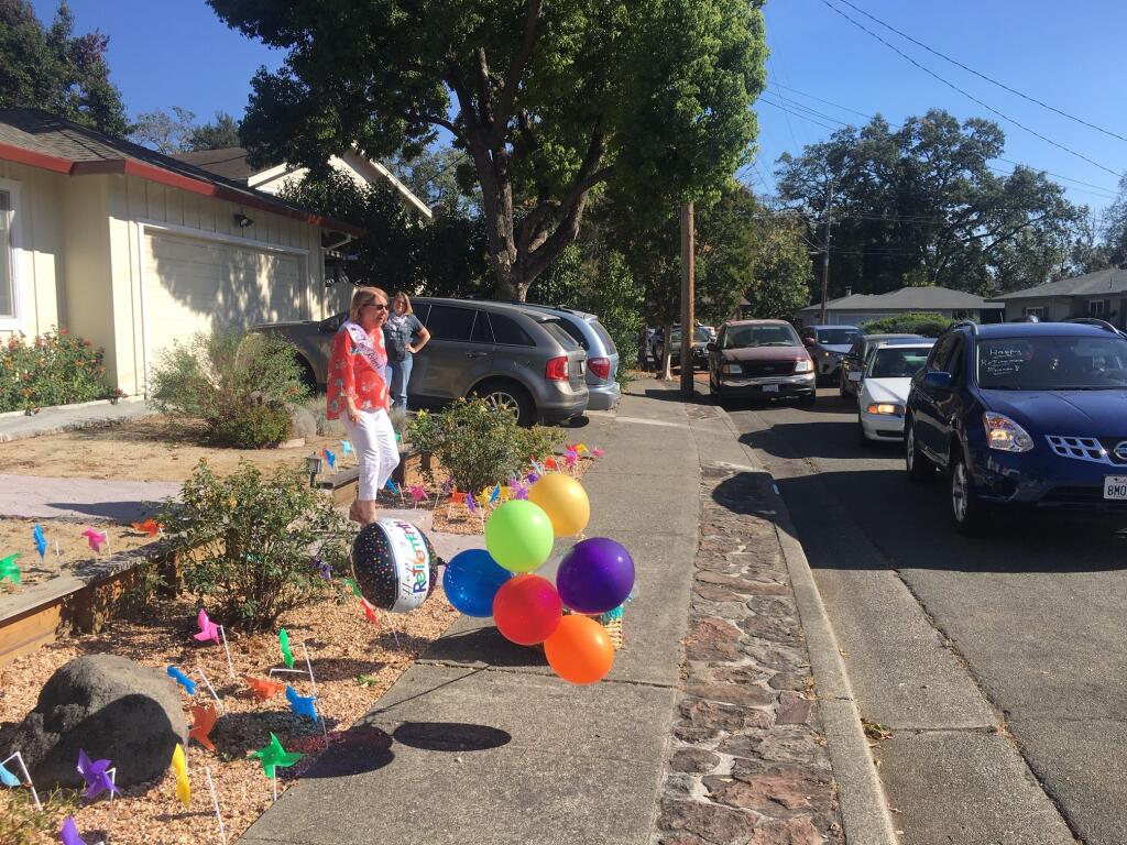 Rhonda Darrow recently retired after more than 42 years working for what is now the Behavioral Health Division of Sonoma County’s Department of Health. Her colleagues staged a motorcade to congratulate her on her retirement. (Rhonda Darrow)