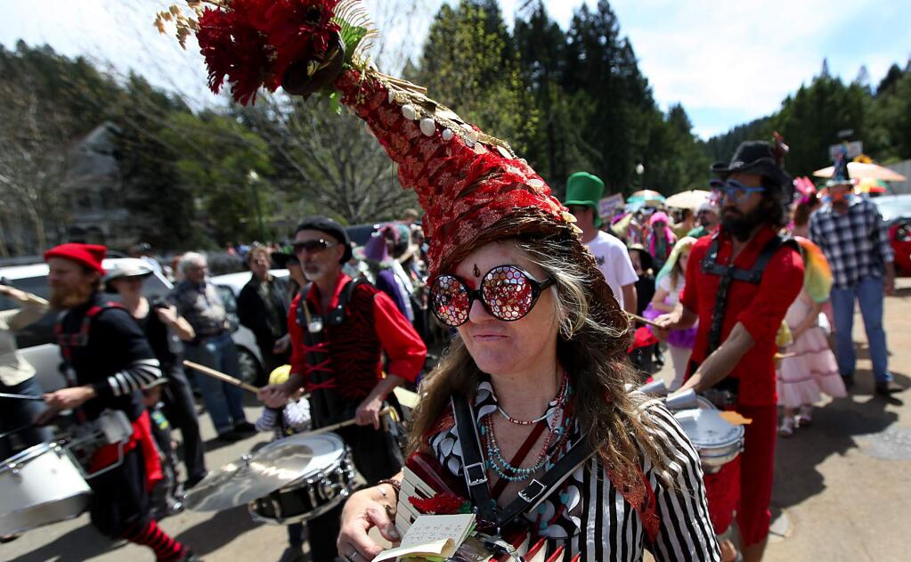 Jana Mariposa plays the squeeze box during the Fool's Day Parade on April 2, 2011, in downtown Occidental. The parade this year is on Saturday, April 4. (KENT PORTER/ PD FILE)