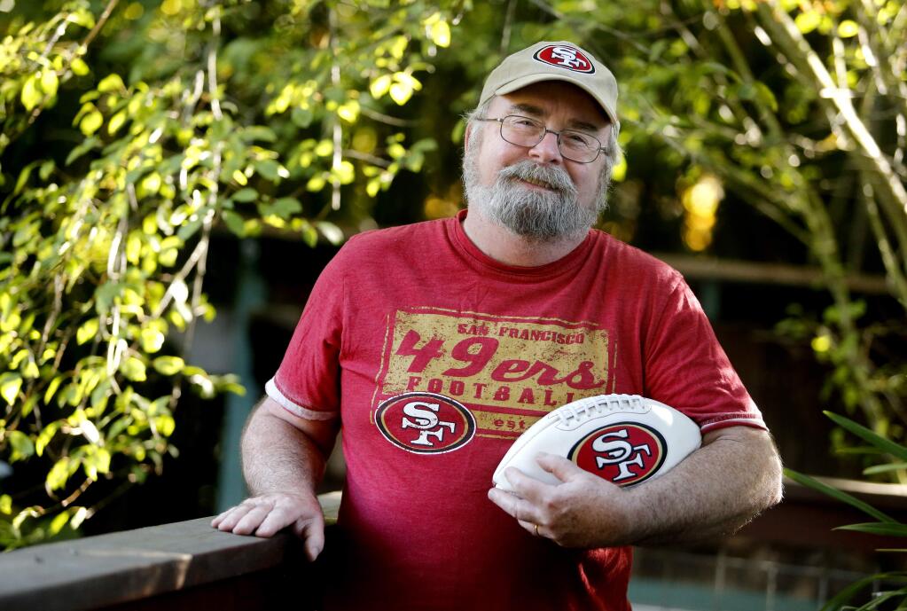 Retired English teacher, Mike Lyons is a lifelong San Francisco 49ers fan. Photo taken at his home in Sonoma, on Wednesday, November 9, 2016. (BETH SCHLANKER/ The Press Democrat)
