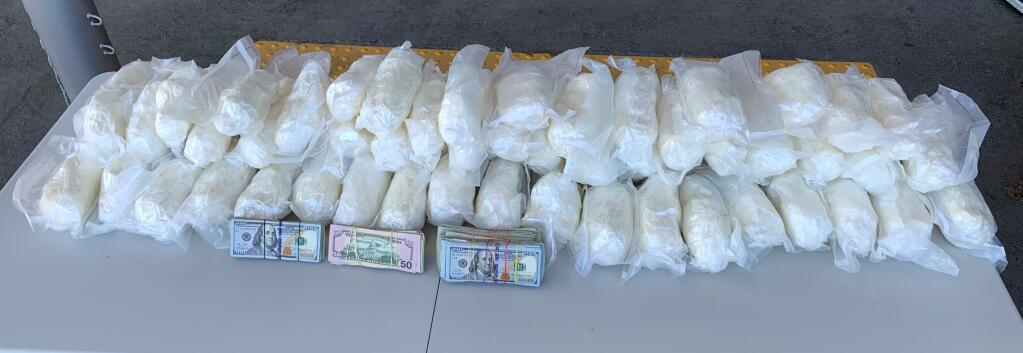 Authorities seized 70 pounds of methamphetamine along with $40,000 from a storage locker in San Jose on March 18, 2022. (Drug Enforcement Administration)