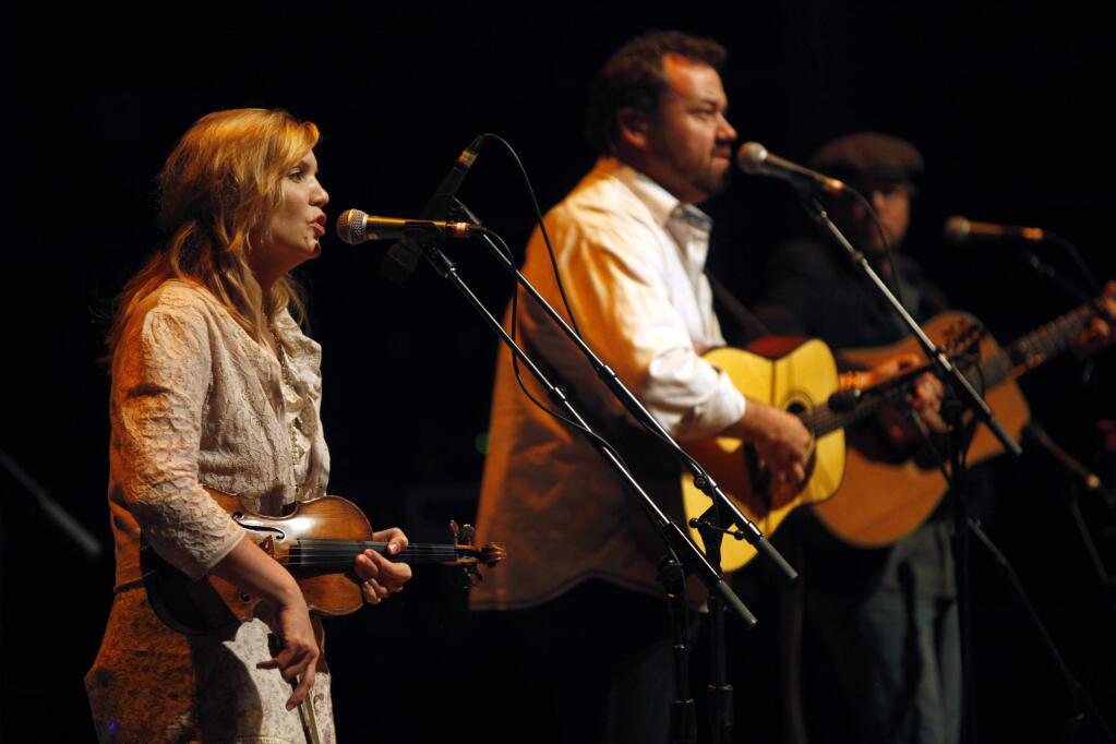 (From left) Alison Krauss and the band Union Station, including Dan Tyminski, and Ron Block perform at the Green Music Center on Sunday, September 30, 2012 in Santa Rosa, California. (BETH SCHLANKER/ The Press Democrat)