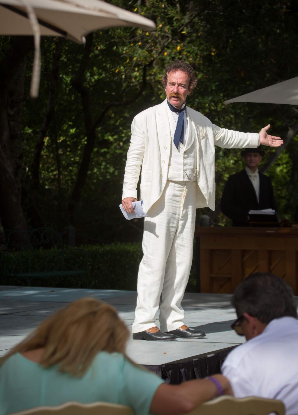 Jefferey Weissman portrays Mark Twain during a living history faire at Buena Vista Winery in Sonoma Calif. Saturday, July 15, 2017. Guests were invited to travel back in time to Paris and meet Édouard Manet, Mark Twain, Captain Nemo, and Professor Phineas Flockmocker III among other characters. (Jeremy Portje / For The Press Democrat)