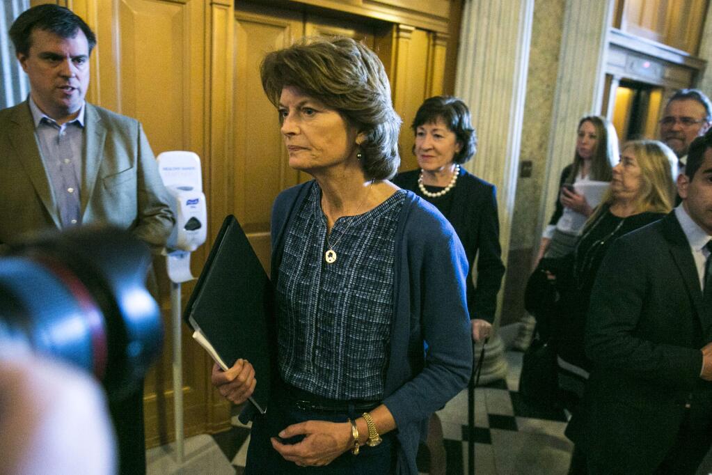 Republican Sens. Lisa Murkowski of Alaska and Susan Collins of Maine opposed the health care bill drafted by a group of male senators convened by the GOP leadership. (AL DRAGO / New York Times)