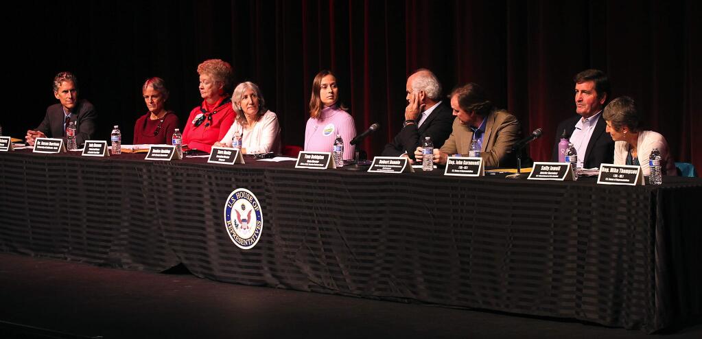 (File photo) A panel including Rep. Mike Thompson, Rep. John Garamendi and Interior Secretary Sally Jewell, discuss the proposed 350,000-acre Berryessa Snow Mountain National Conservation Area . (photo by John Burgess/The Press Democrat)