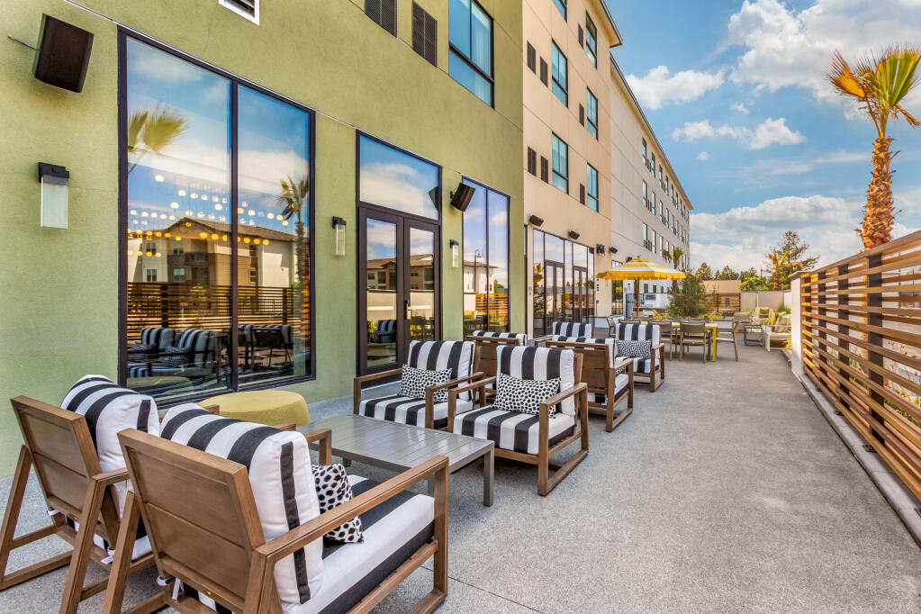 The 132-room Cambria Sonoma Wine Country hotel in Rohnert Park opened in May 2020. An entity managed by Stratus Development Partners owed over $80 million on this and a Cambria hotel in Napa when the loan for both went into foreclosure in early July 2023. (Courtesy: Cambria Sonoma Wine Country)
