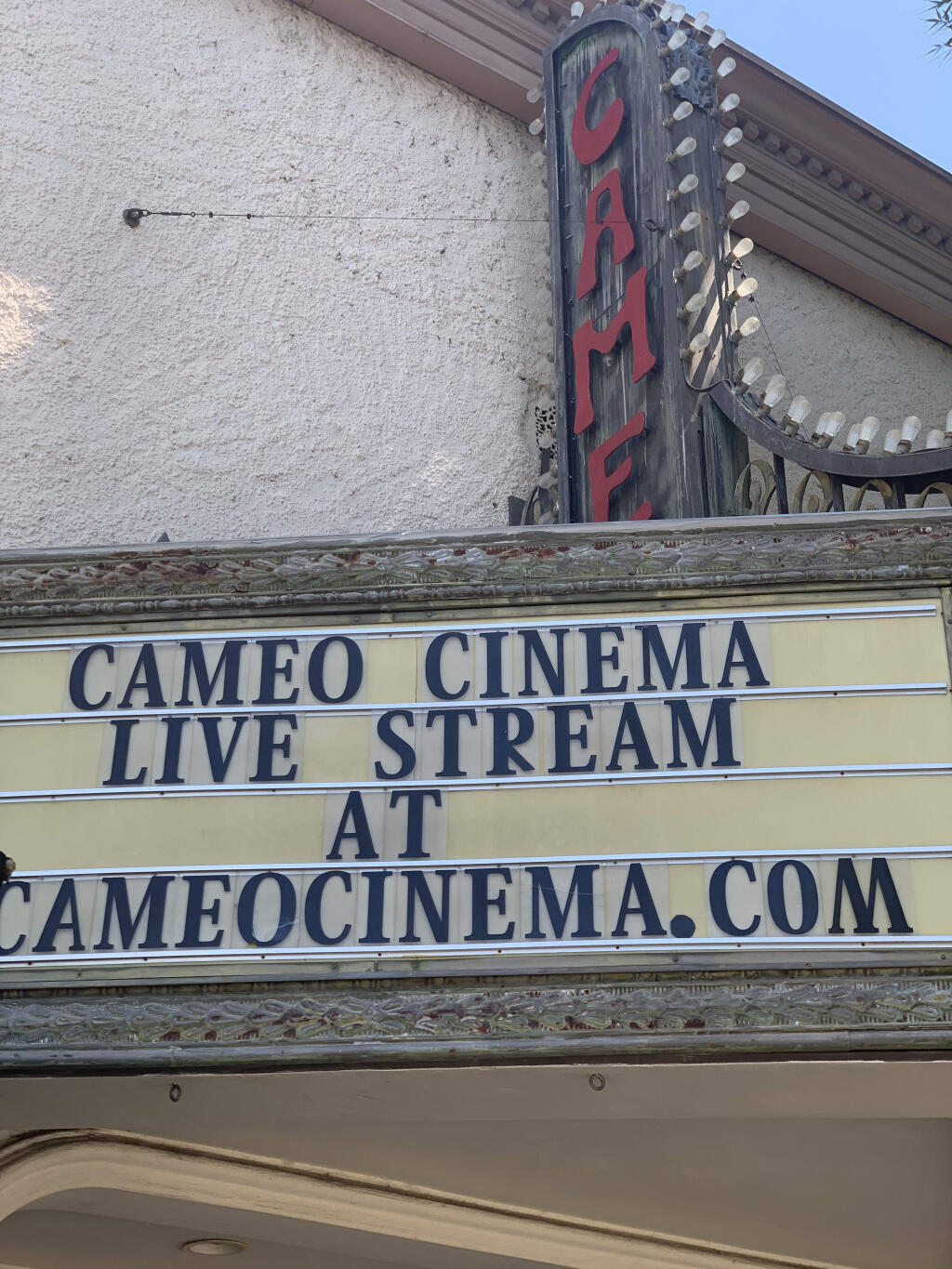 Cameo Cinema in St. Helena is the oldest single-screen theater in the U.S. It was built in 1913 and has 140 seats, but only a fraction have been filled since the theater was allowed to reopen in the pandemic, even at permitted half-capacity since late October. (courtesy photo)