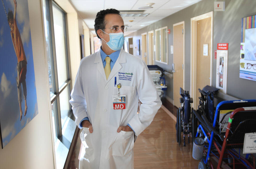 Memorial Hospital's chief medical officer Dr. Chad Krilich, Wednesday, Nov. 25, 2020 in Santa Rosa. (Kent Porter / The Press Democrat) 2020