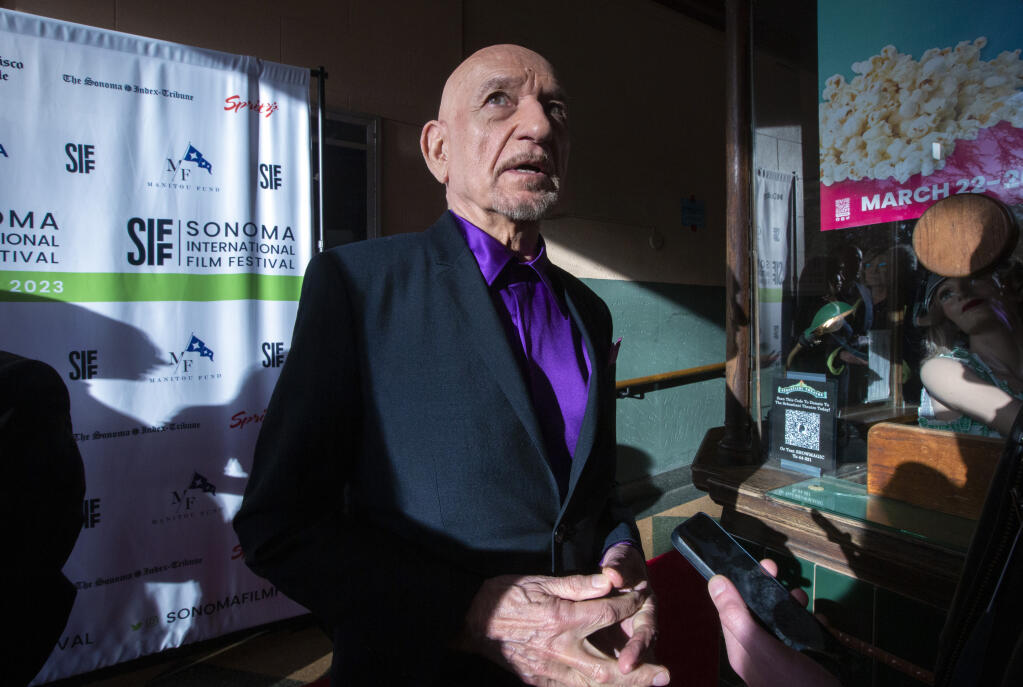 Sir Ben Kingsley at the Sonoma International Film Festival for the world premiere of his new film ‘Jules’ at the Sebastiani Theatre on Wednesday, March 22, 2023. (Robbi Pengelly/Index-Tribune)