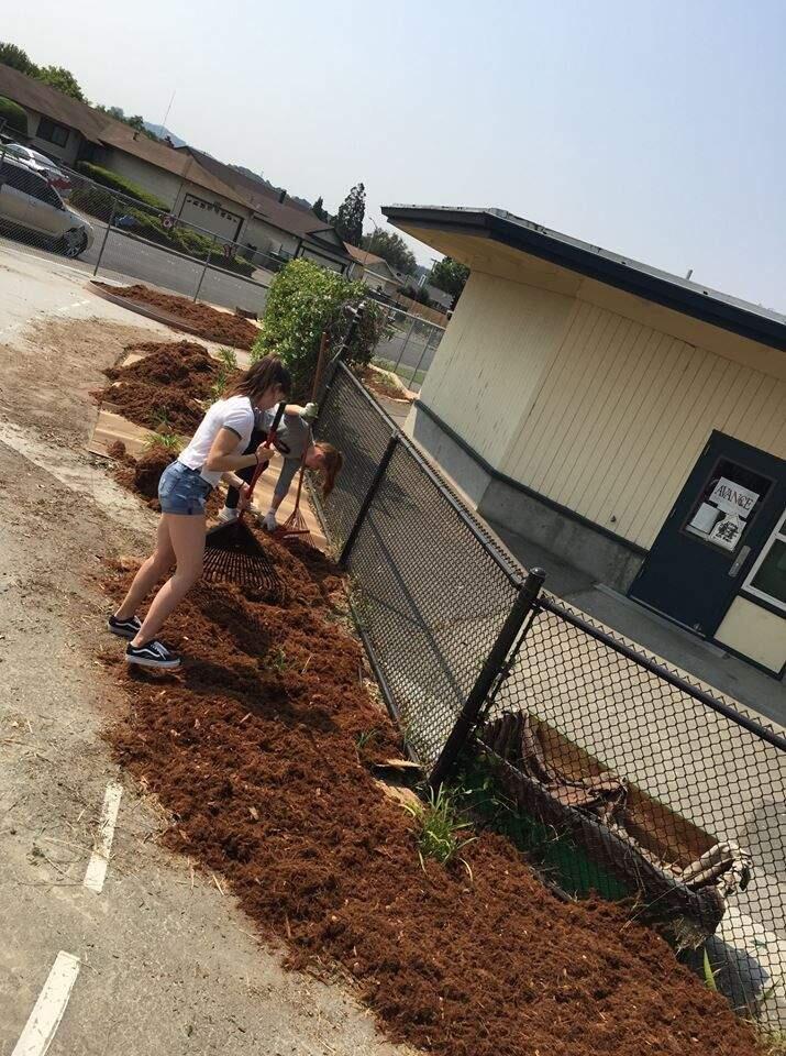 FACEBOOK PHOTO Casa Grande Key Club members help prepare the McDowell School campus for the first day of school.