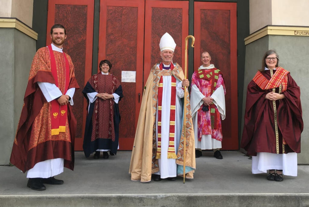 Peter Levenstrong, far left, at his ordainment last weekend in San Francisco.