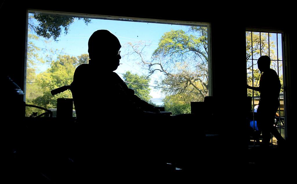 Luther Jones sits quietly in a wheelchair at his son's Lake County home in 2016. (KENT PORTER/ PD FILE)