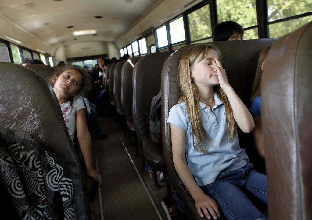 There are no seatbelts on most diesel school buses. File photo. (BETH SCHLANKER/ The Press Democrat)
