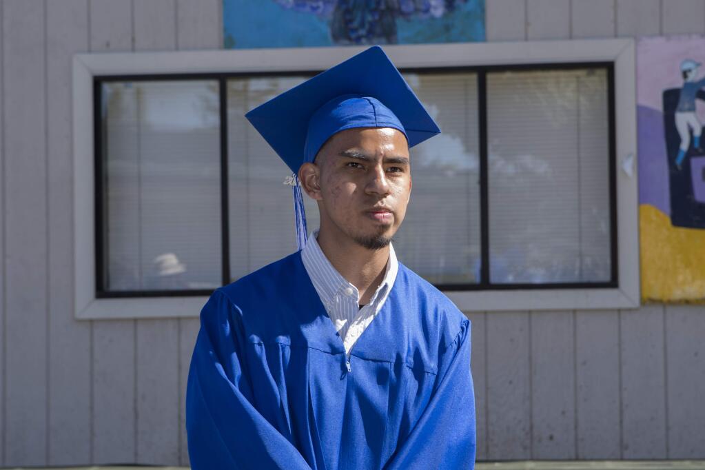 Chris Martinez, shown on graduation day at Ridgway High School in Santa Rosa on Friday, June 2, 2017. ( Photo by Bill Sawhney )