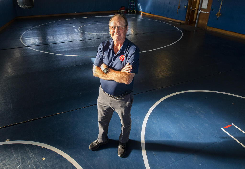 SRJC wrestling coach Jake Fitzpatrick is retiring after 37 years. (Photo by John Burgess/The Press Democrat)
