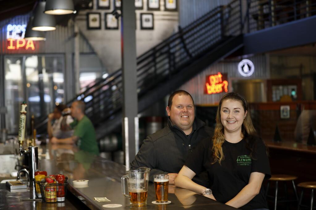 New owners Chris and Arika Frederick at Third Street Aleworks in Santa Rosa, California on Thursday, May 23, 2019. (BETH SCHLANKER/The Press Democrat)