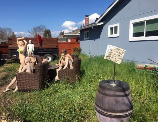 The mannequin display outside the home of Jason Windus in Santa Rosa. (JASON WINDUS)