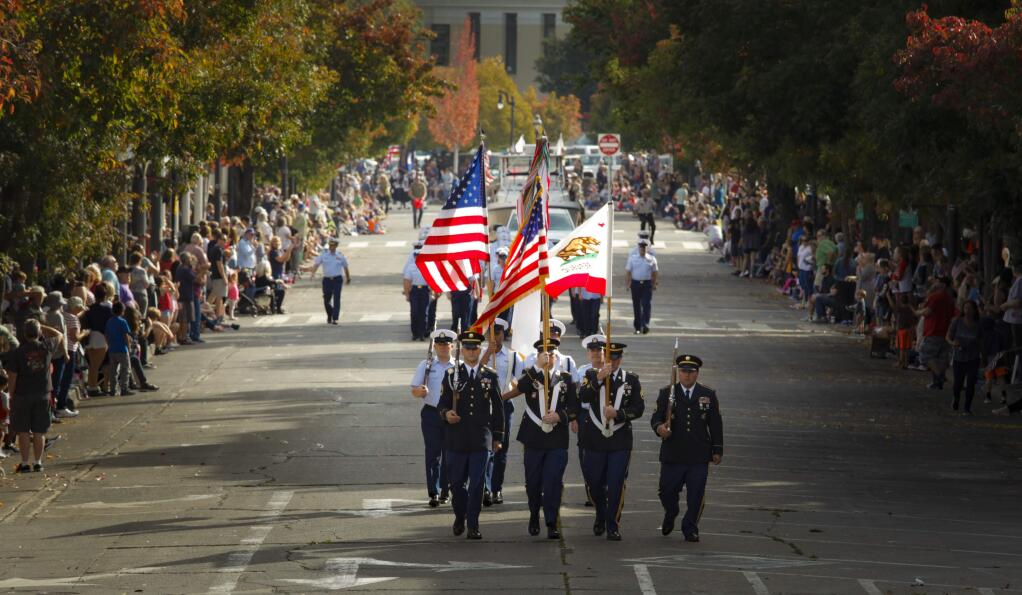 Petaluma, CA, USA. Monday, November 11, 2019._Crowds gathered downtown for Petaluma's annual Veteran's Day parade. (CRISSY PASCUAL/ARGUS-COURIER STAFF)