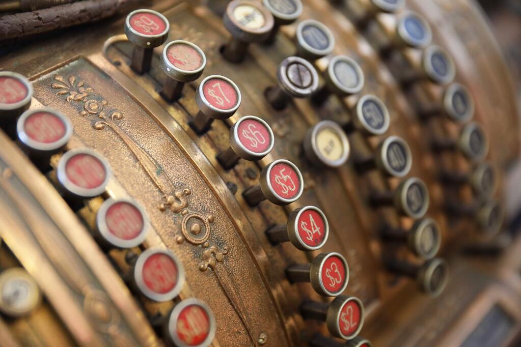 An antique cash register for sale at Ratto's Uniques & Antiques, in Lakeport on Thursday, March 5, 2020. (Christopher Chung/ The Press Democrat)