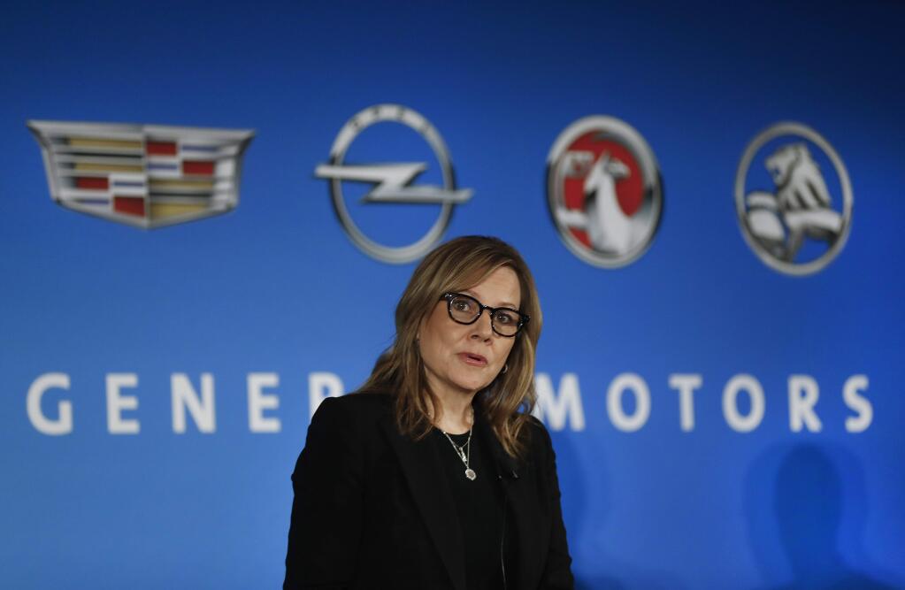 FILE- In this Jan. 10, 2017, file photo, General Motors Chairman and CEO Mary Barra speaks about the financial outlook of the automaker in Detroit. On Tuesday, Jan. 17, 2017, GM confirmed the company will make a $1 billion investment in its factories that will create or keep around 1,500 jobs. (AP Photo/Paul Sancya, File)