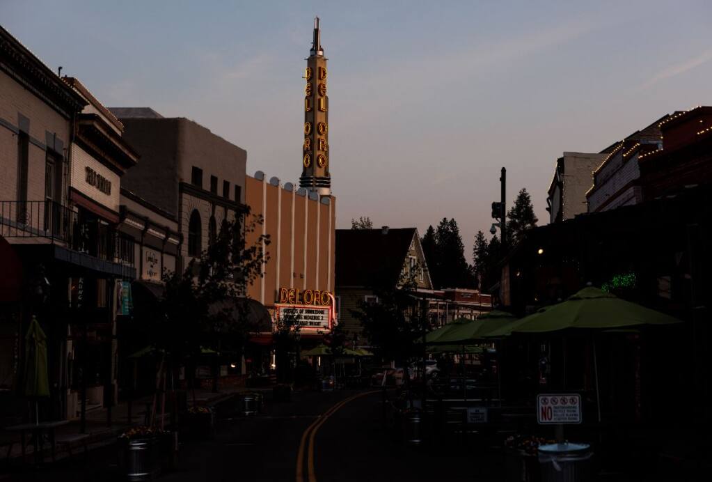 Downtown Grass Valley, where the proposed reopening of the nearby Idaho-Maryland Mine has spurred protests by residents, on April 26. (Photo for The Washington Post by Max Whittaker)