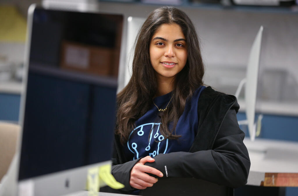 Siya Mehta is the founder and organizer of Sonoma Hacks, a coding competition for high school students. Photo taken in Santa Rosa, Tuesday, Feb. 28, 2023. (Christopher Chung / The Press Democrat)