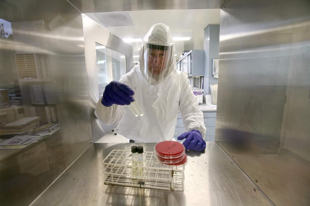 Michael Ferris, Director of Lab Services for the County Dept of Public Health, works in the main county lab in Santa Rosa on Wednesday August 20, 2014. (SCOTT MANCHESTER/ARGUS-COURIER STAFF)