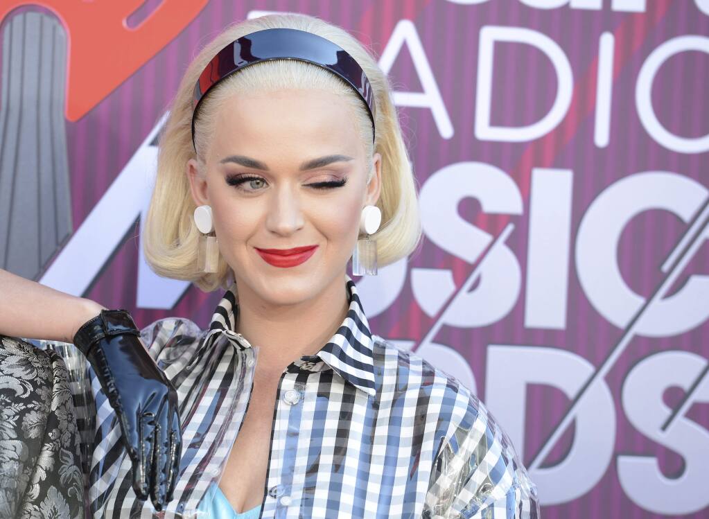 Katy Perry arrives at the iHeartRadio Music Awards on Thursday, March 14, 2019, at the Microsoft Theater in Los Angeles. (Photo by Jordan Strauss/Invision/AP)