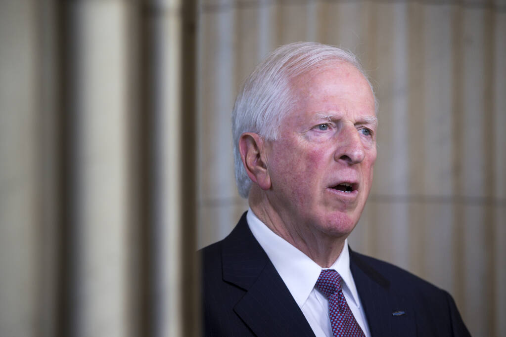 Rep. Mike Thompson, D-Calif., chairman of the House Democratic Gun Violence Prevention Task Force, takes questions during a network TV interview on Capitol Hill in Washington, Tuesday, Jan. 5, 2016. (AP Photo/J. Scott Applewhite)