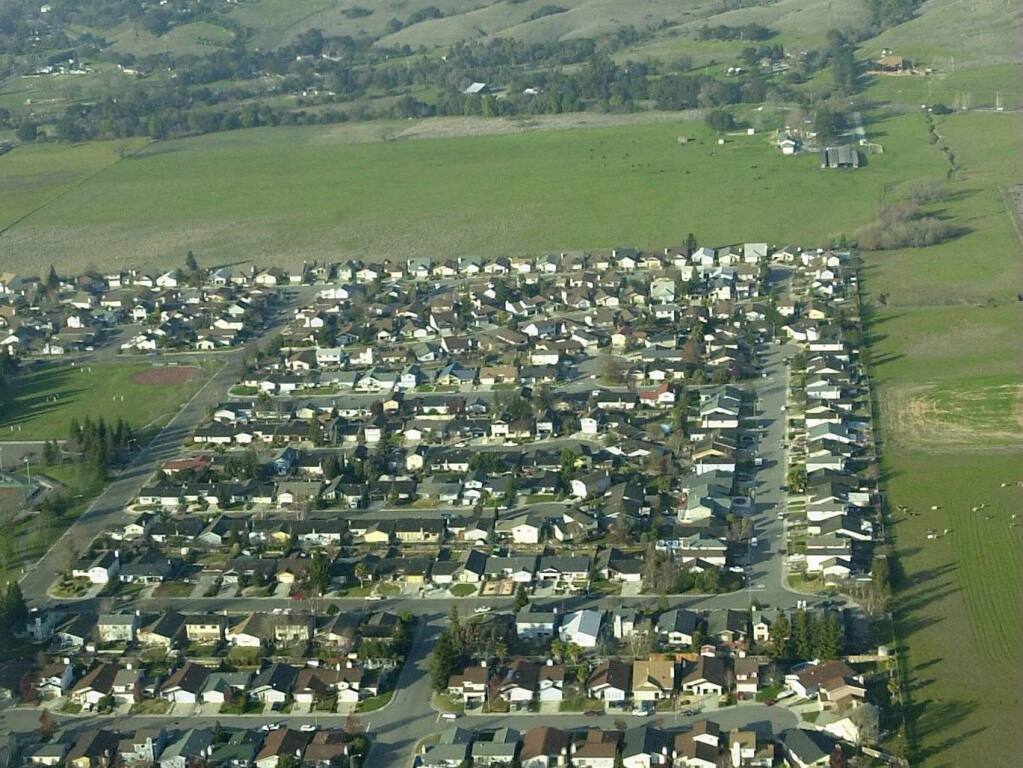 Open space surrounding housing developments provides a community separator between Rohnert Park and Santa Rosa. (CHRISTOPHER CHUNG / The Press Democrat, 2001)