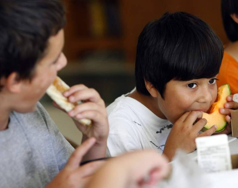 Joe Anello, 14, left and Carlos Nunez, 10, participate in the Redwood Empire Foodbank summer lunch program. (Courtesy of Redwood Food Bank)