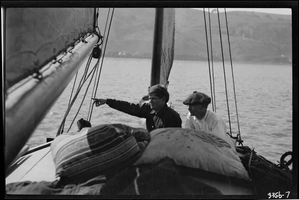 Jack London shown sailing in San Pablo Bay. (California State Parks)