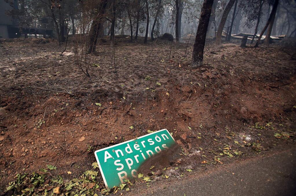Anderson Springs off Highway 175 was nearly 80 percent destroyed by the Valley fire, Sunday Sept. 13, 2015. (Kent Porter / Press Democrat) 2015
