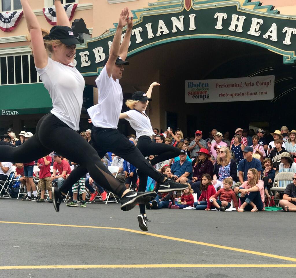 The SVHS dance team performing in Sonoma's July 4 parade.
