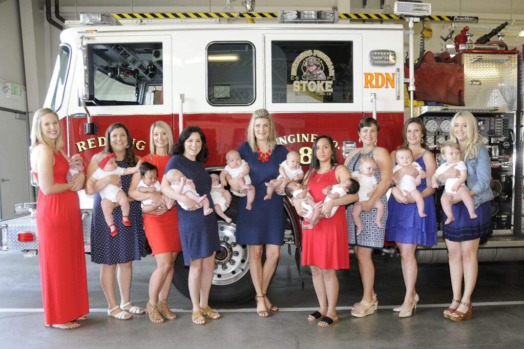 Twelve babies were born to Redding firefighters' families in the year after the Carr fire, which destroyed 1,000 homes and took eight lives. (REDDING FIRE DEPARTMENT/ FACEBOOK)