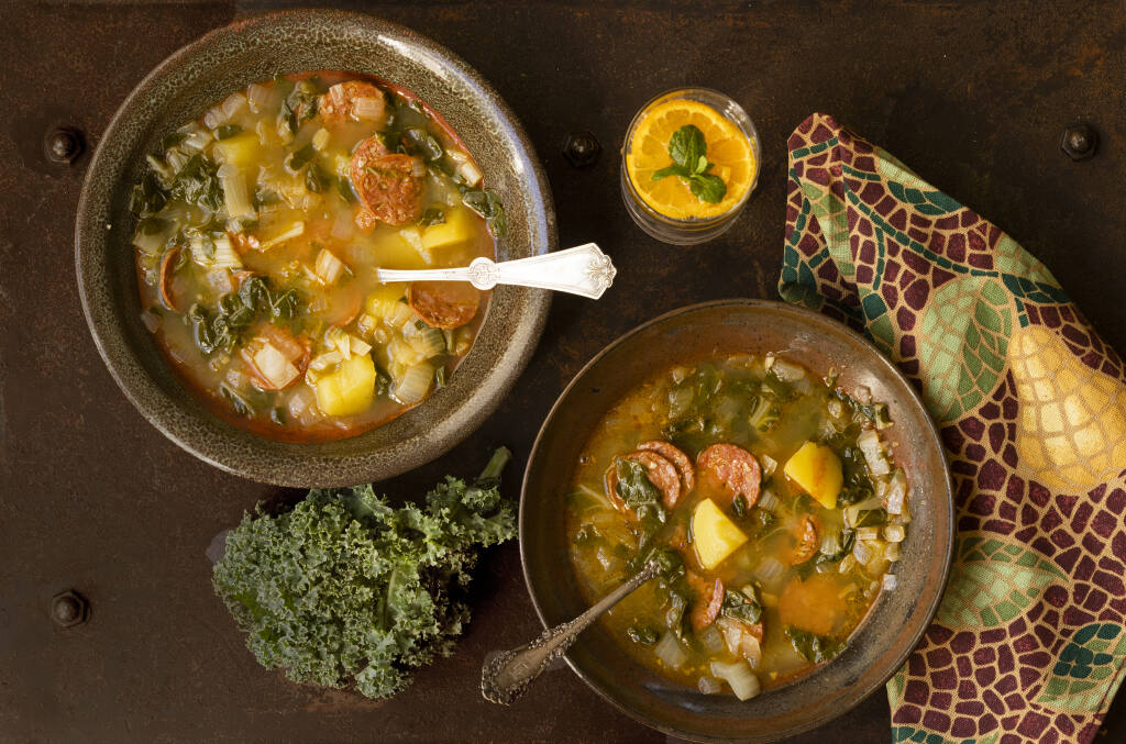 Potato and Kale Soup from chef John Ash on Wednesday, March 23, 2022. Caldo Verde is Portugal’s national dish. (John Burgess/The Press Democrat)